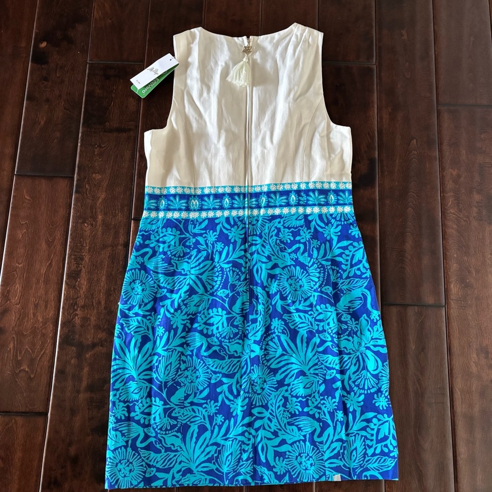 NEW Lilly Pulitzer White & Blue Floral Shift Dress - Picture 6 of 6